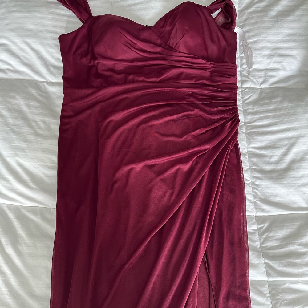 Azazie off the shoulder Wine Dress